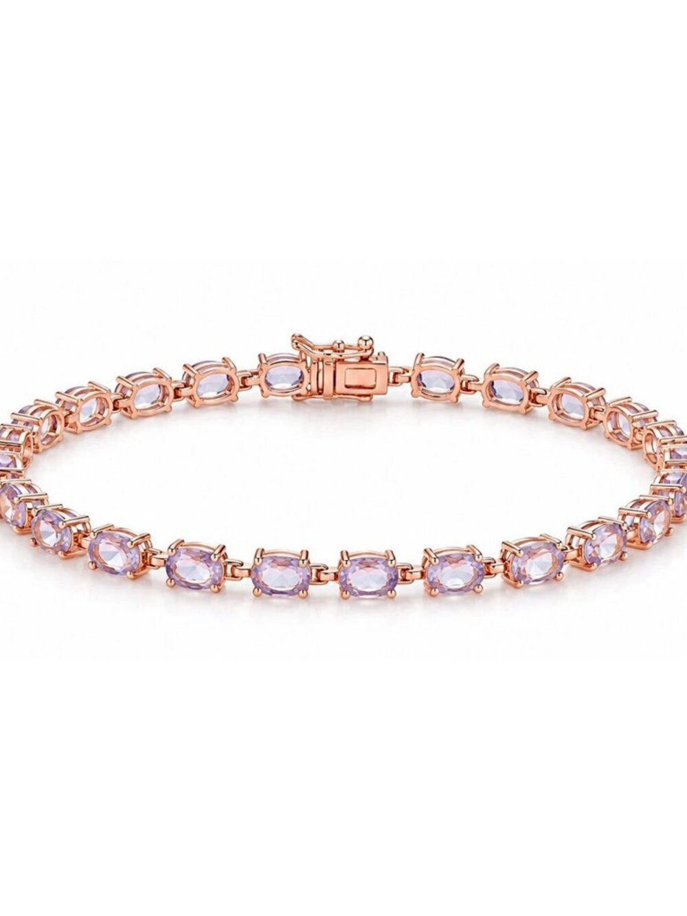 Genuine 9.50 Cts Amethyst Tennis Bracelet 14k Rose Gold Plated (.925)